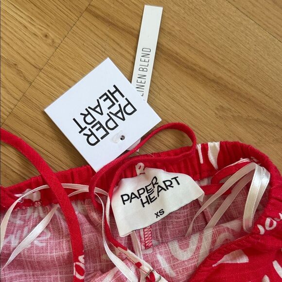 NWT Paper Heart Red Maxi Dress Linen Blend Mexico Size XS Anthropologie - Picture 4 of 8